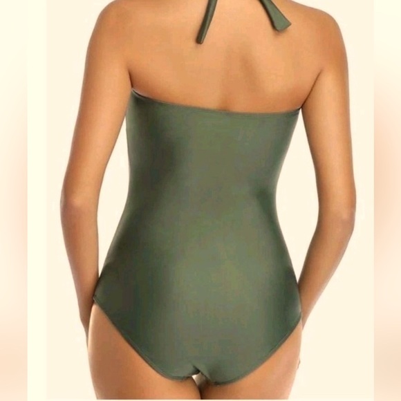 Smismivo Women's Tummy Control Swimwear Halter One Piece Slimming Olive Size S - Picture 3 of 6